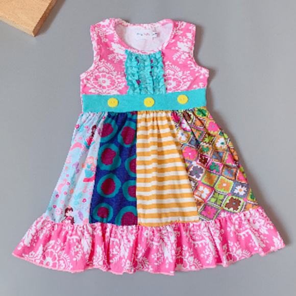 Other - Boutique Sleeveless Multi Print Pink Dress